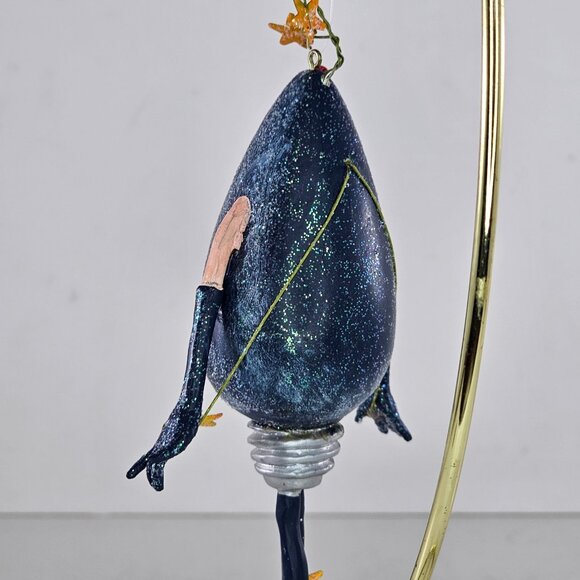 Department 56 Patience Brewster Krinkles Blue Light Bulb Ornament 6.25 Inches - Picture 6 of 8